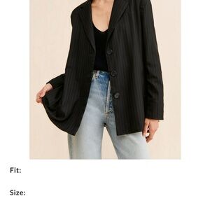 Free People Blue Pinstripe Blazer Jacket - Women's Tailored Coat